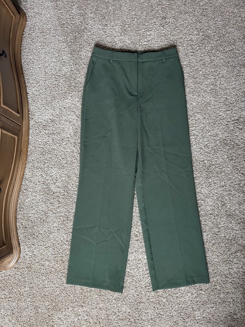 Classic Straight-Leg Green Dress Pants
